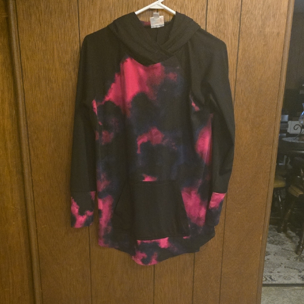 LuLaRoe Amber Black and Pink Hoodie
